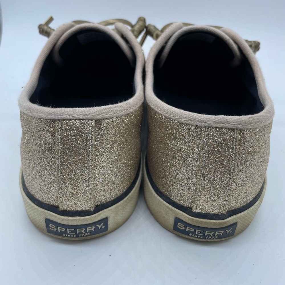 Sperry Top-Sider Pier View Holiday Champagne Gold Glitter Sneaker Women’s 9.5 - Picture 4 of 9